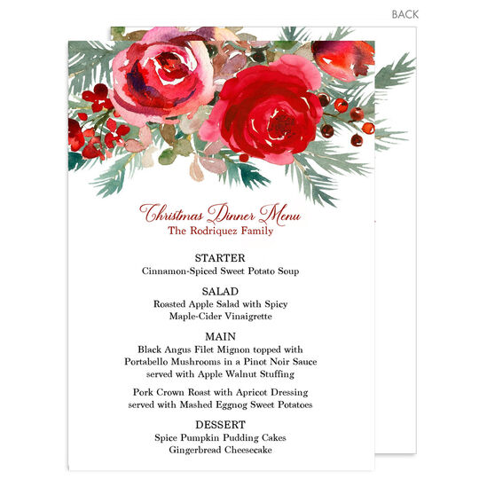 Holiday Roses Menus